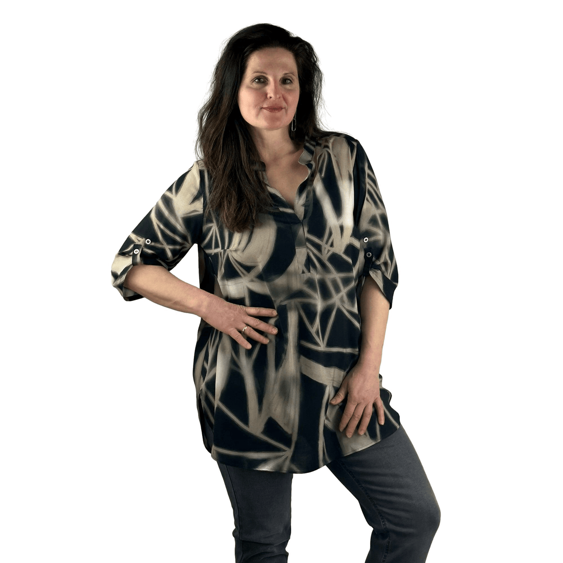 Bluse mit V-Ausschnitt. Mode von Doris Streich. Seidel Moden Onlineshop