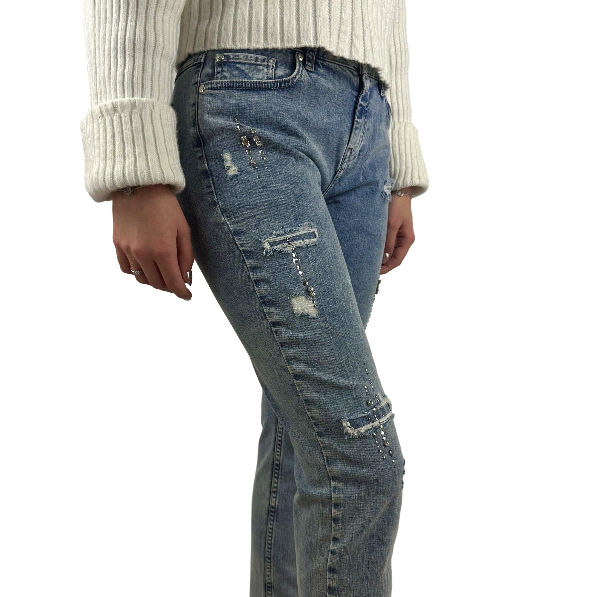 Jeans mit Strassteinen. Mode von Monari. Seidel Moden Onlineshop