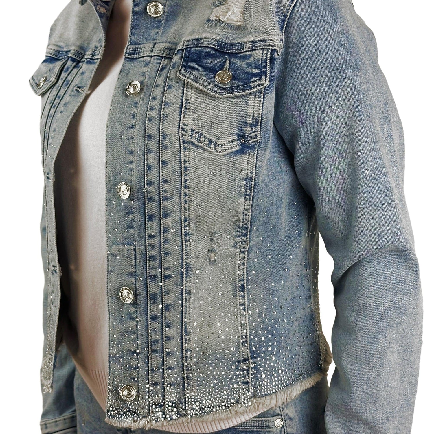 Jeansjacke mit Strass. Mode von Monari. Seidel Moden Onlineshop