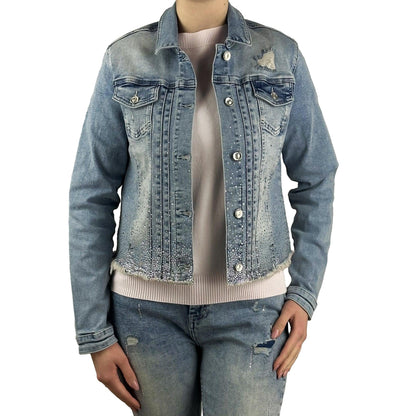 Jeansjacke mit Strass. Mode von Monari. Seidel Moden Onlineshop