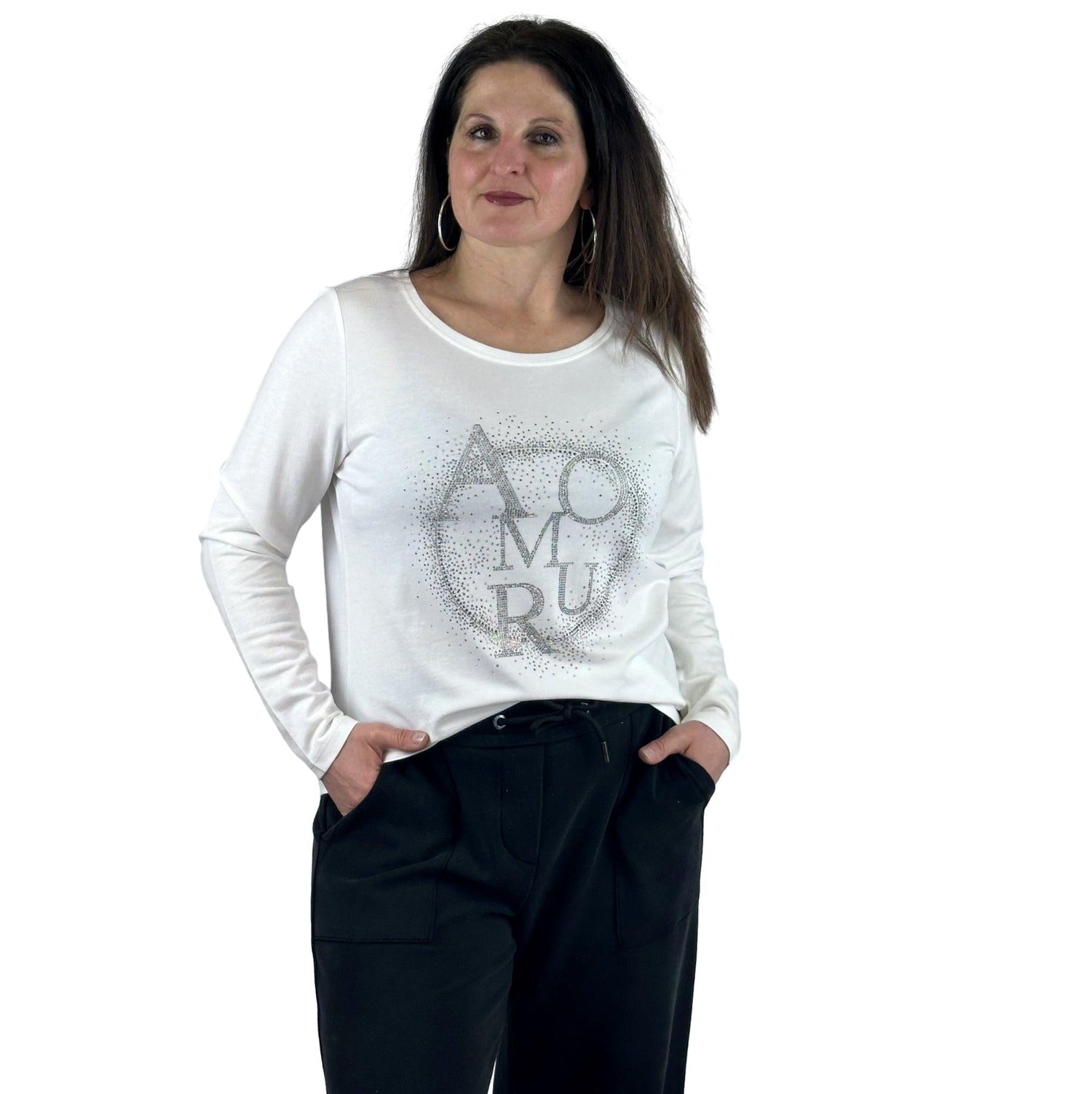 Shirt mit Glitzersteinchen. Mode von Monari. Seidel Moden Onlineshop