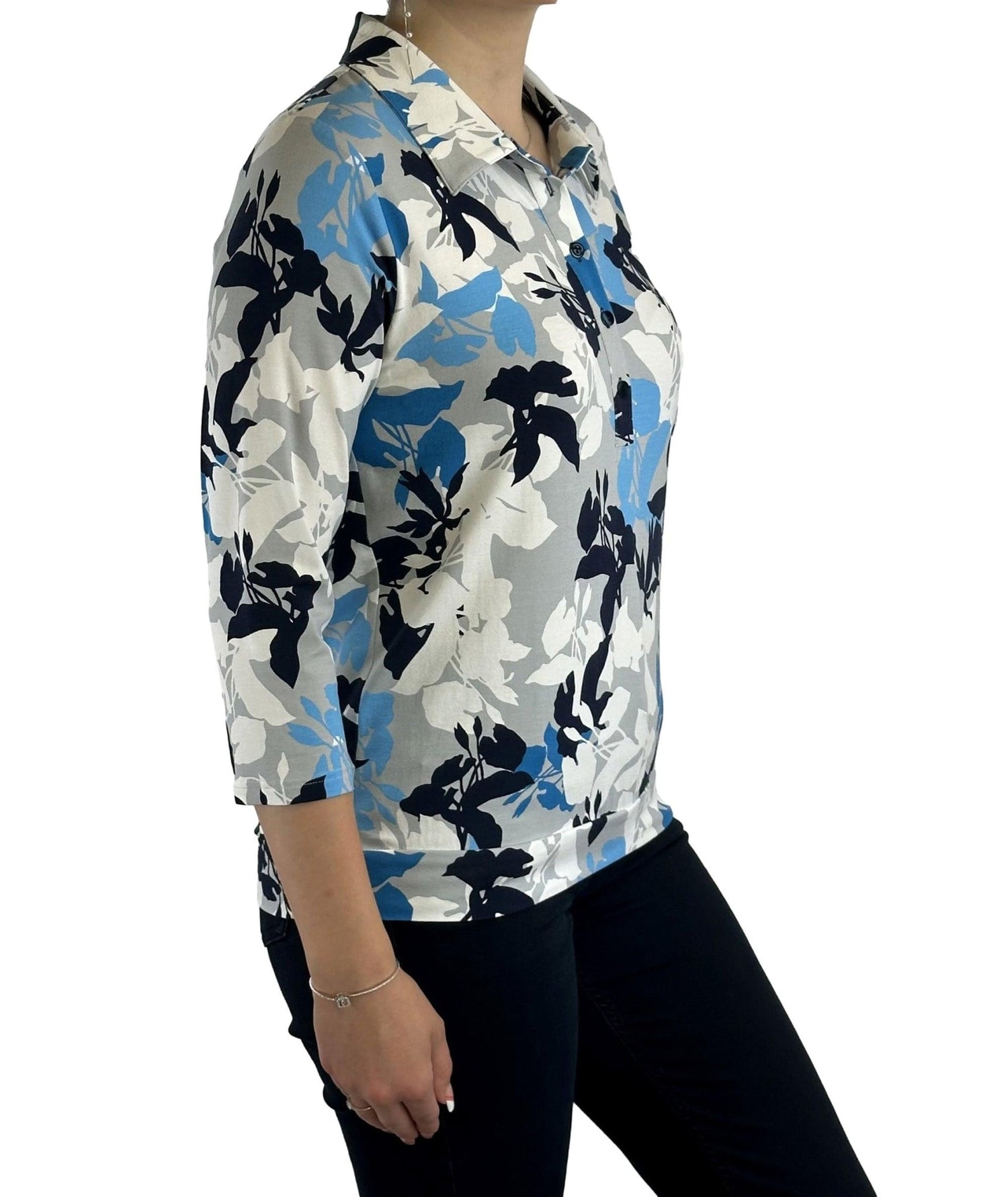 Poloshirt mit floralem Allover-Print. Mode von Frank Walder