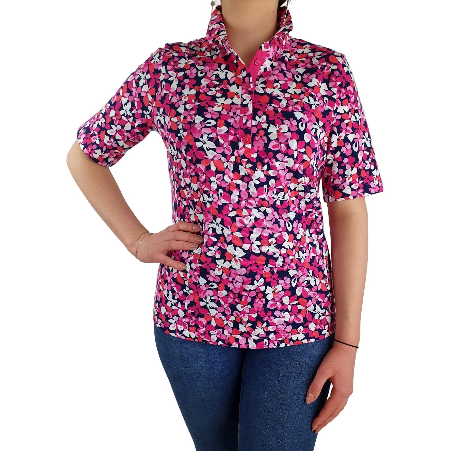 Polo mit floralem Allover-Print. Mode von Rabe. Seidel Moden Onlineshop